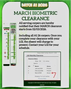 NYSC Monthly Clearance 